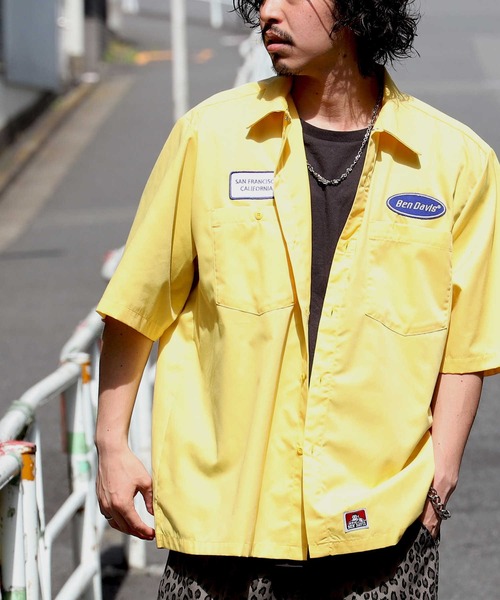 「BEN DAVIS」 半袖シャツ M イエロー メンズ_画像9
