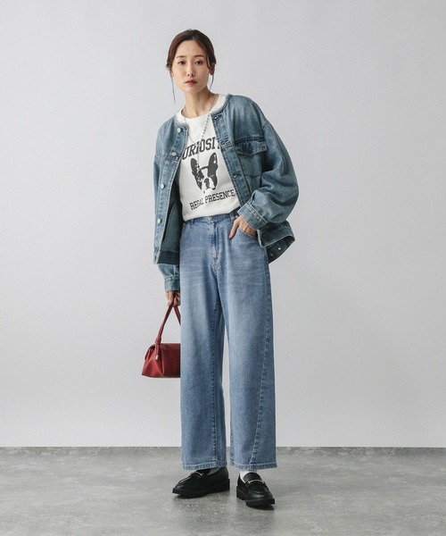 「GLOBAL WORK」 デニムパンツ MEDIUM サックスブルー レディース_画像2