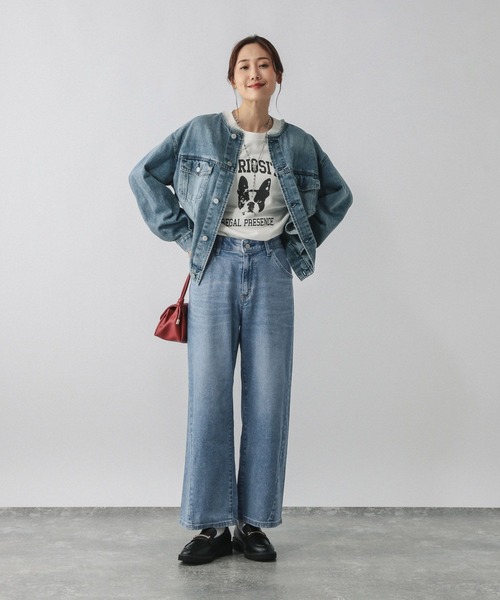 「GLOBAL WORK」 デニムパンツ MEDIUM サックスブルー レディース_画像3