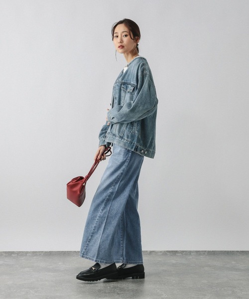 「GLOBAL WORK」 デニムパンツ MEDIUM サックスブルー レディース_画像4
