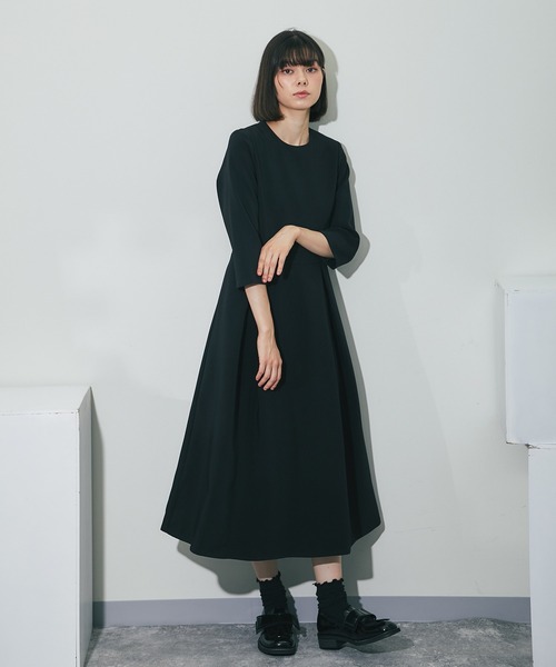 「SMILE ORCHID」 7分袖ワンピース M ブラック レディース_画像5