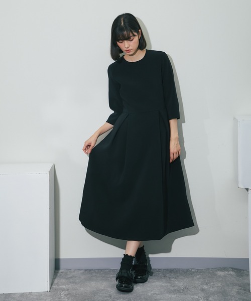 「SMILE ORCHID」 7分袖ワンピース M ブラック レディース_画像6