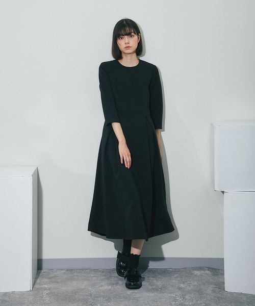 「SMILE ORCHID」 7分袖ワンピース M ブラック レディース_画像7