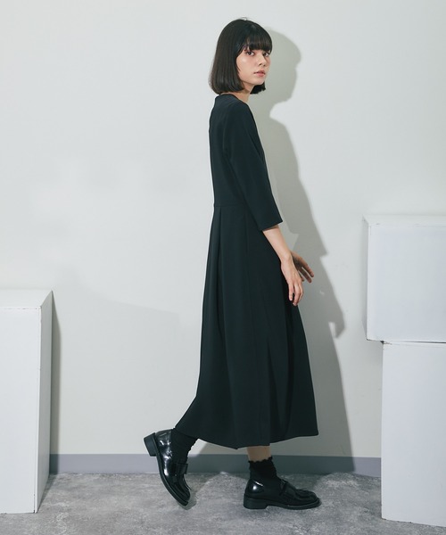 「SMILE ORCHID」 7分袖ワンピース M ブラック レディース_画像9
