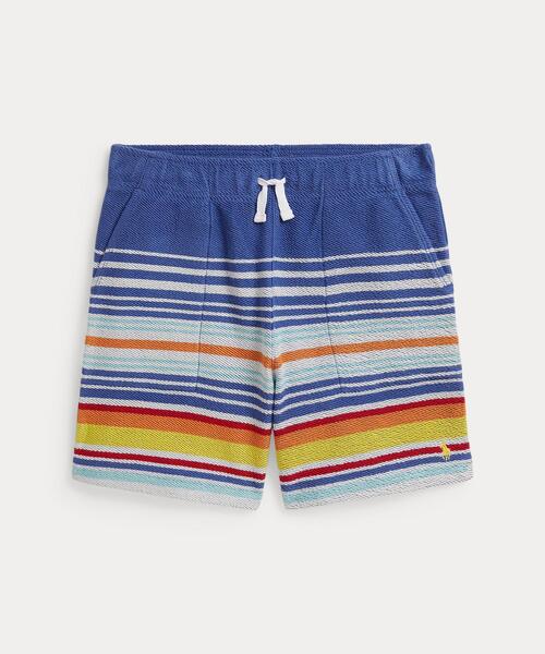 パンツ ストライプド コットン テリー ショートパンツ キッズ 子供服 男の子の画像