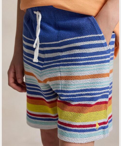 パンツ ストライプド コットン テリー ショートパンツ キッズ 子供服 男の子の画像