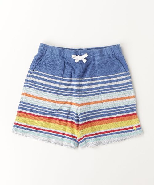 パンツ ストライプド コットン テリー ショートパンツ キッズ 子供服 男の子の画像