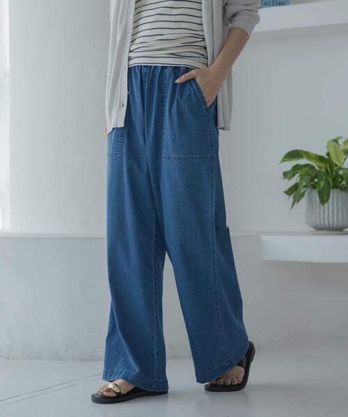 ジーンズ デニム デニムパンツ 接触冷感デニムベイカーパンツ レディースの画像