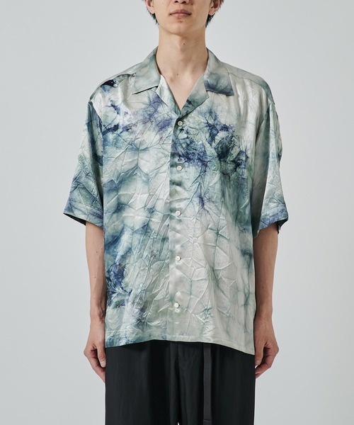 UJOH ウジョー花柄オープンカラーシャツ グレー UJOH（ウジョー） シャツ 半袖 「UJOH HOMME」Slit Sleeve Open Collar