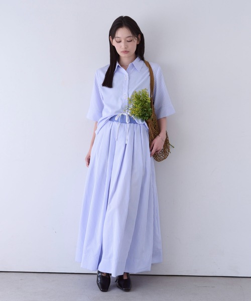 新品　andrea&co.　パレットストライプシャツ&スカート　セットアップ SOYEN セットアップ 夏 ストライプシャツスカートセットアップ