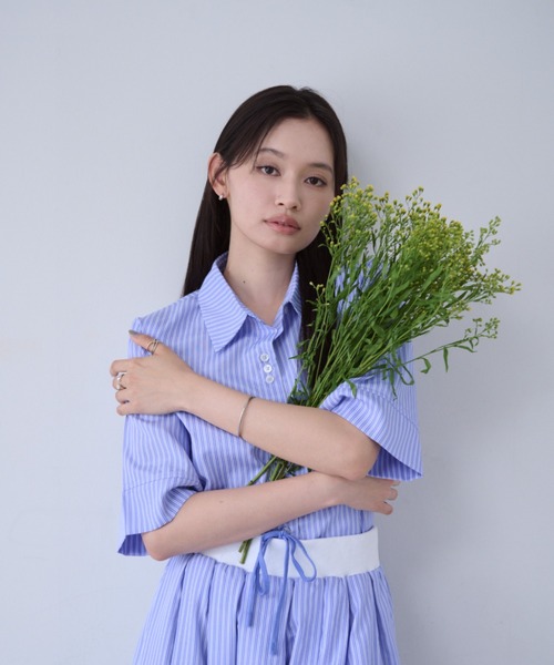 SOYEN セットアップ 夏 ストライプシャツスカートセットアップ