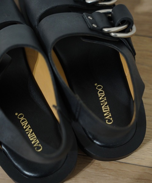 「CAMINANDO」 フラットサンダル 8 ブラック レディース_画像6