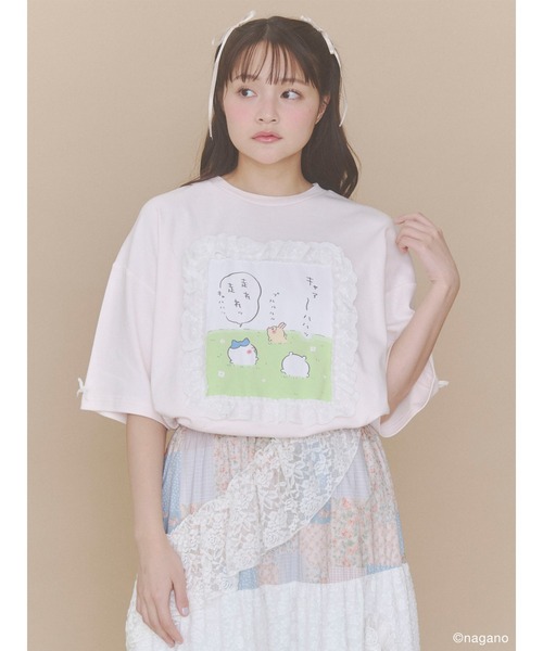 【新品】merry jenny ちいかわ コラボ レース付きプリント Tシャツ merry jenny（メリージェニー） tシャツ 半袖 ちいかわフリルTee