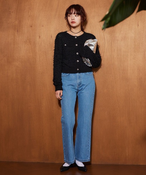 「mysty woman」 ブーツカットデニムパンツ MEDIUM インディゴブルー レディース_画像7