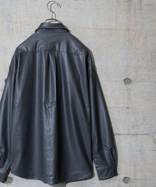 Naive magic シャツ 「a」テックレザーシャツ メンズ レディース