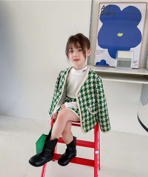 韓国子供服 フォーマルツイード千鳥格子ジャケットスカート上下セットアップ Londonsportsforum Org Uk