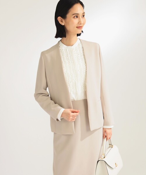 【美品】 Demi-Luxe BEAMS スーツ ノーカラージャケット パンツL Demi-Luxe BEAMS（デミルクス ビームス） ジャケット ノーカラー