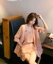 スリーピース レーストップス ショートジャケット ワイドパンツ スリーピース レーストップス ショートジャケット ワイドパンツ