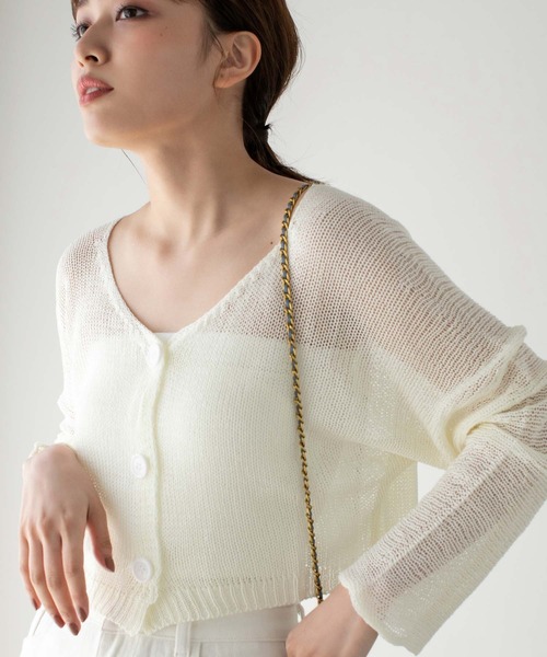 レース編みクロップドカーディガン 楽天市場】カーディガン《ショート丈クロシェ編みカーディガン