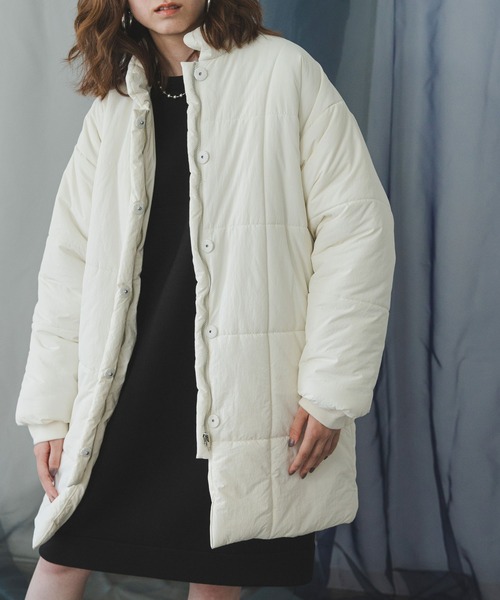 bohmal ダウンコート ダウンジャケット 裏地配色ミドル丈中綿ブルゾン