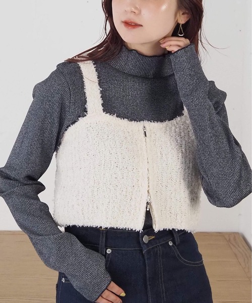 tシャツ テレコ タートルネックカットソー レディース tiptop tシャツ テレコハイネックカットソー レディース