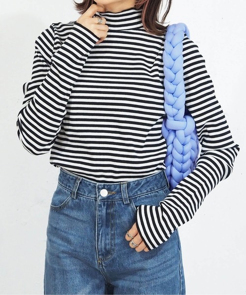 tiptop tシャツ テレコハイネックカットソー レディース