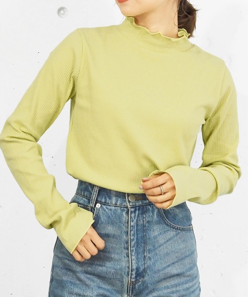 tシャツ テレコ タートルネックカットソー レディース tiptop tシャツ テレコハイネックカットソー レディース