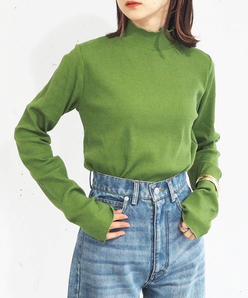 tシャツ テレコ タートルネックカットソー レディース tiptop tシャツ テレコハイネックカットソー レディース