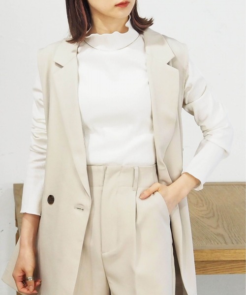 tシャツ テレコ タートルネックカットソー レディース tiptop tシャツ テレコハイネックカットソー レディース