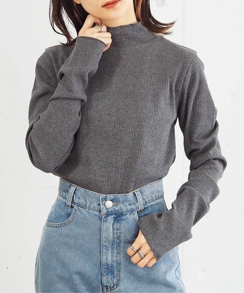 tiptop tシャツ テレコハイネックカットソー レディース