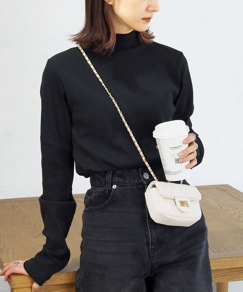 tシャツ テレコ タートルネックカットソー レディース tiptop tシャツ テレコハイネックカットソー レディース