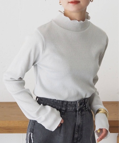 tシャツ テレコ タートルネックカットソー レディース tiptop tシャツ テレコハイネックカットソー レディース