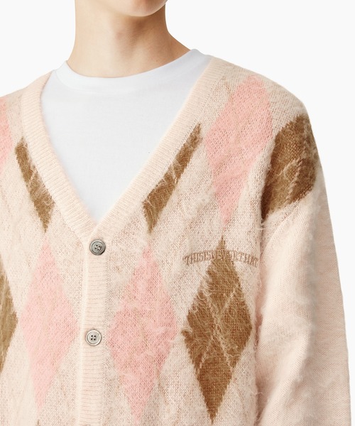 thisisneverthat カーディガン Argyle Cardigan メンズ
