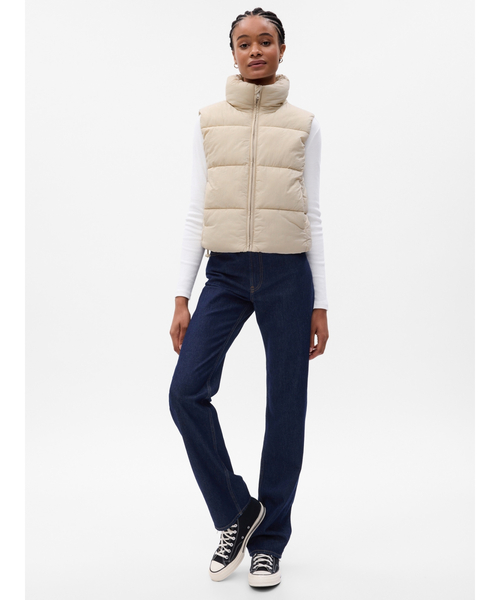 GAP ダウンベスト ダウン ビッグ パフ クロップドベスト
