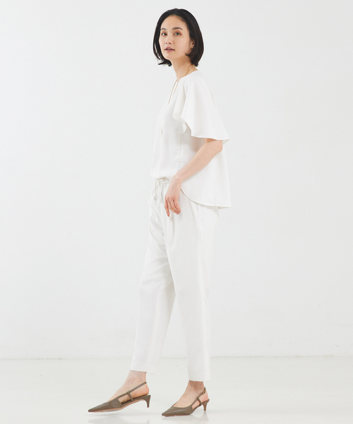 シャツ ブラウス 「セットアップ対応」バックサテンジョーゼット 