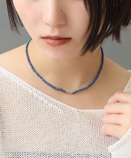 Lilas ネックレス インディゴパール3mmサークルダイヤネックレス K10