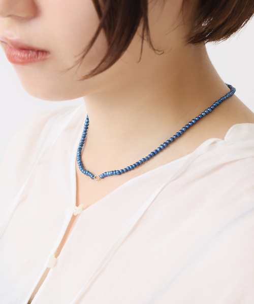 Lilas ネックレス インディゴパール3mmサークルダイヤネックレス K10