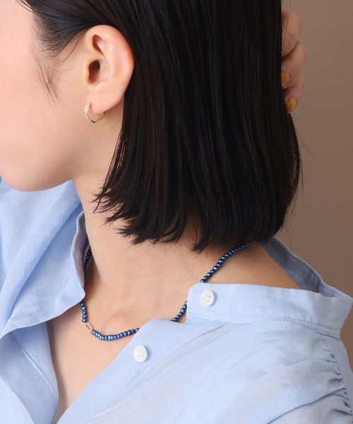 Lilas ネックレス インディゴパール3mmサークルダイヤネックレス K10