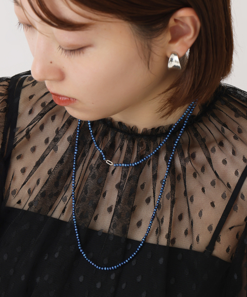 Lilas ネックレス インディゴパール3mmサークルダイヤネックレス K10