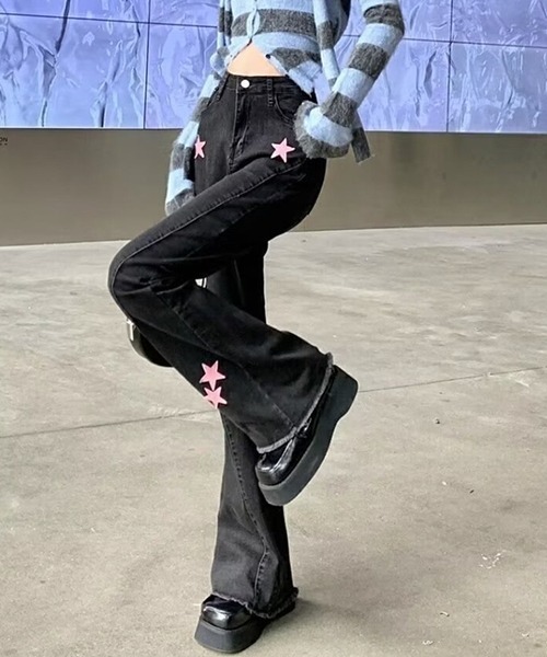 gossip!ロサンゼルス ジーンズ デニム デニムパンツ Y2K 星フリッジ