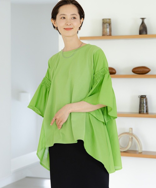 LEPSIM（レプシィム） tシャツ 異素材フリルチュニック 114443