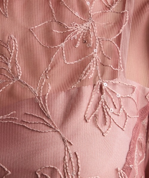 AIMER（エメ） ドレス スパンコールフラワー刺繍ロングスリーブ