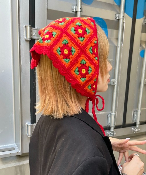 ヘアバンド 「HIKA」カギ編み花モチーフバブーシュカ : ZOZOTOWN