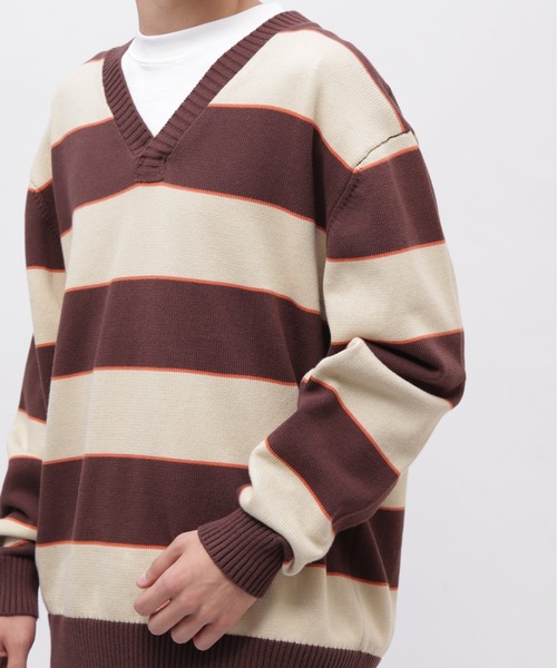 AVIREX セーター ニット V-NECK BORDER KNIT / Vネック ボーダー