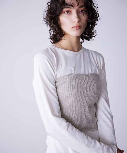tシャツ alpaca rib knit bustier レディース