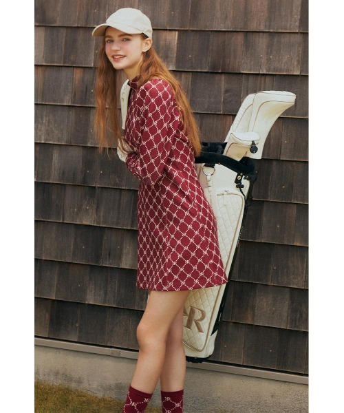 【美品】RIENDA GOLF バックリボン プリンセスカット ワンピース 総柄 RIENDA GOLF | 【RIENDA GOLF】バックリボンプリンセスカット