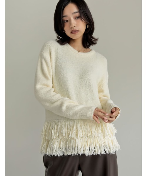 Re:EDIT ニット 「2024-25 WINTER COLLECTION」ブークレ裾フリンジ 