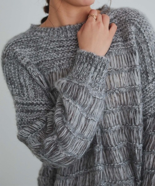 titivate（ティティベイト） ニット セーター ウールブレンド透かし