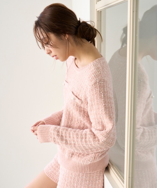 SNIDEL HOME 薄ピンク　ルームウェア SNIDEL HOME パジャマ ルームウェア ツイードプルオーバー