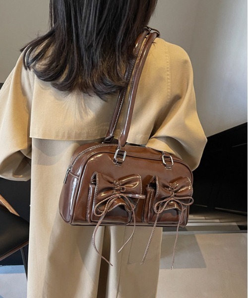 韓国デザイン リボン ハンドバッグ ショルダー Y2Kファッション gossip!ロサンゼルス ショルダーバッグ バッグ Y2K ダブルリボン